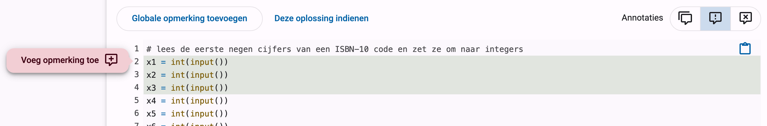 Knop en manieren om een opmerking toe te voegen
