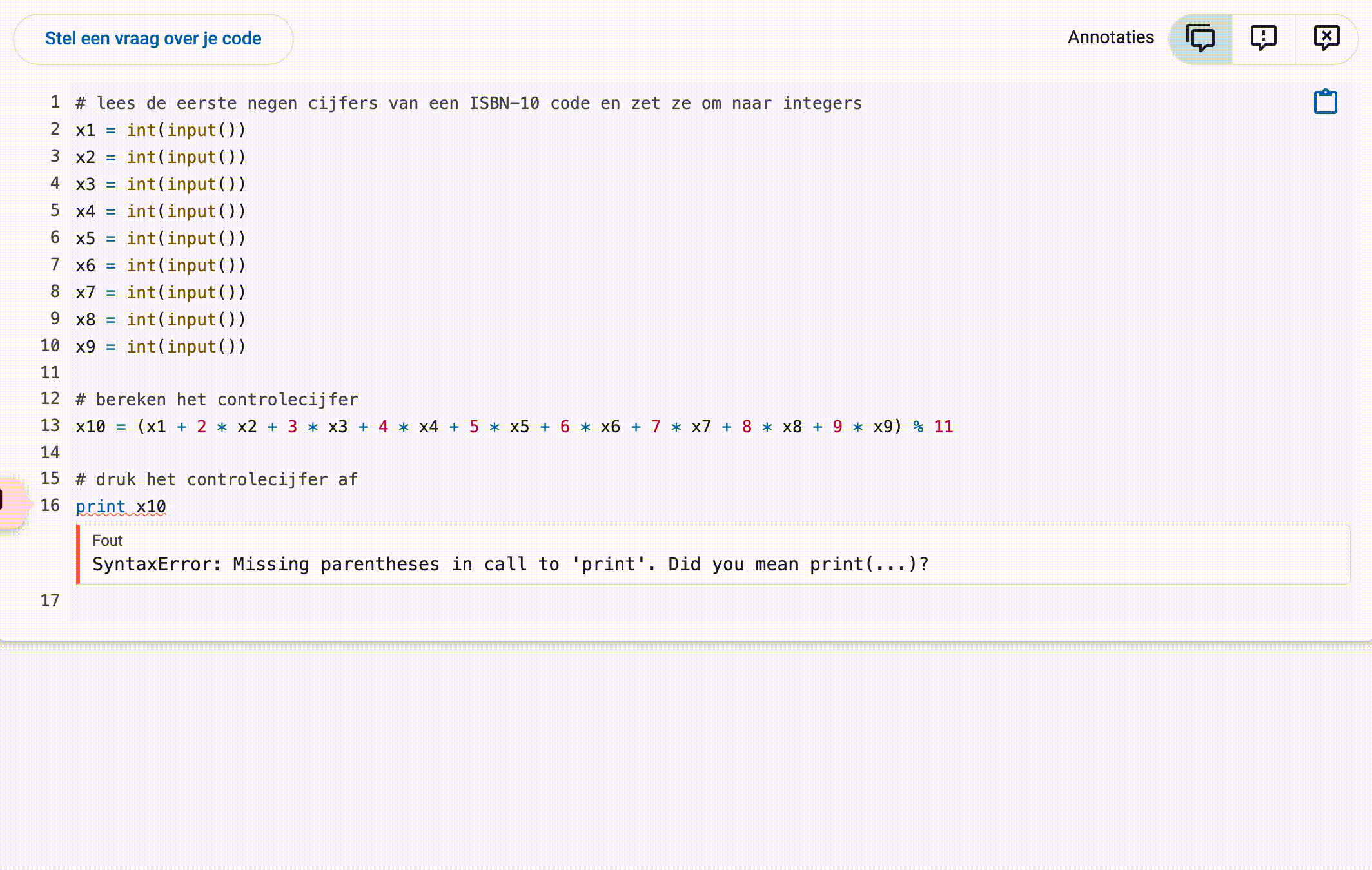 Animatie vraag stellen