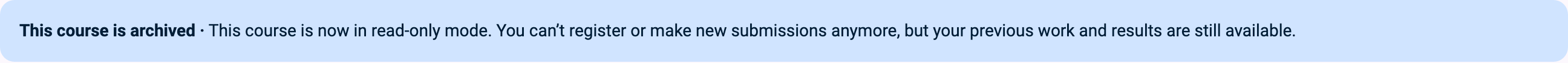 This course is archived banner at the top of an archived course page