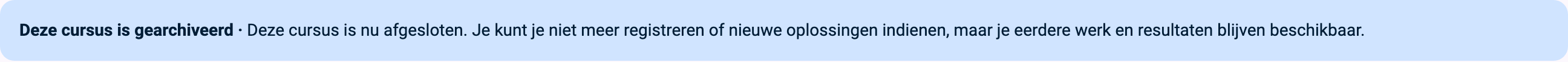 Banner "Deze cursus is gearchiveerd" bovenaan een gearchiveerde cursuspagina