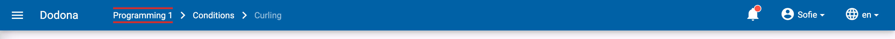 Course breadcrumb, with the course name highlighted in the navigation bar