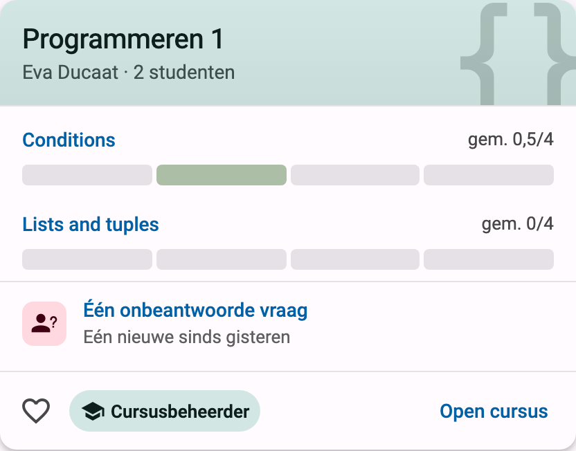 Melding in cursuskaart