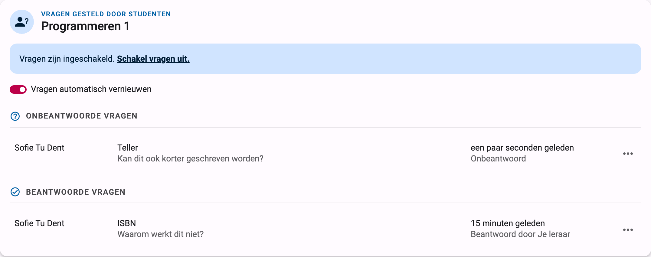 Lijst met open vragen