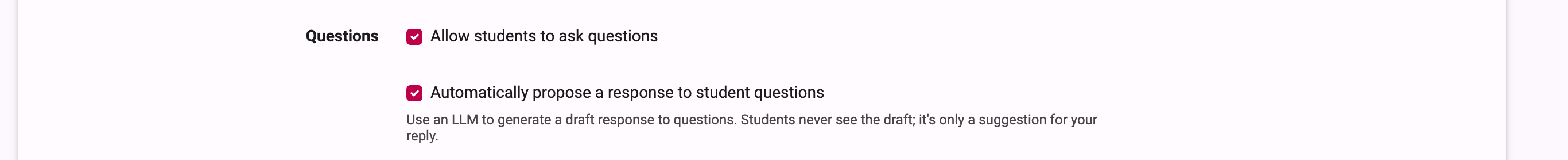 Toggle student questions