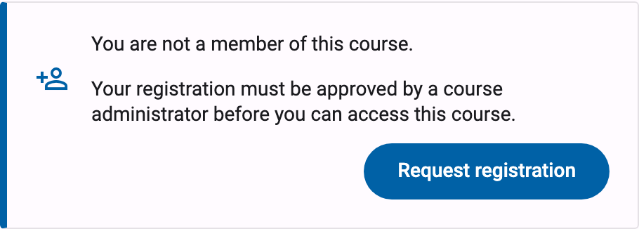 Registration panel with the Request registration button