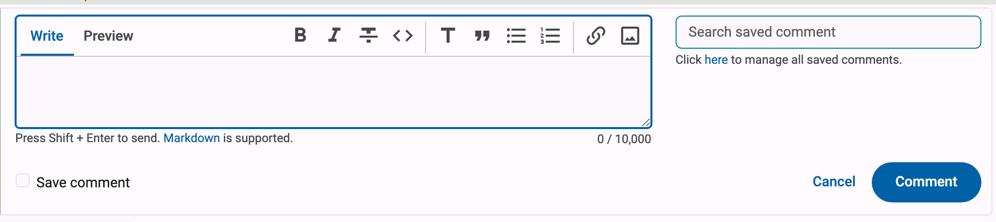 Link to saved comments