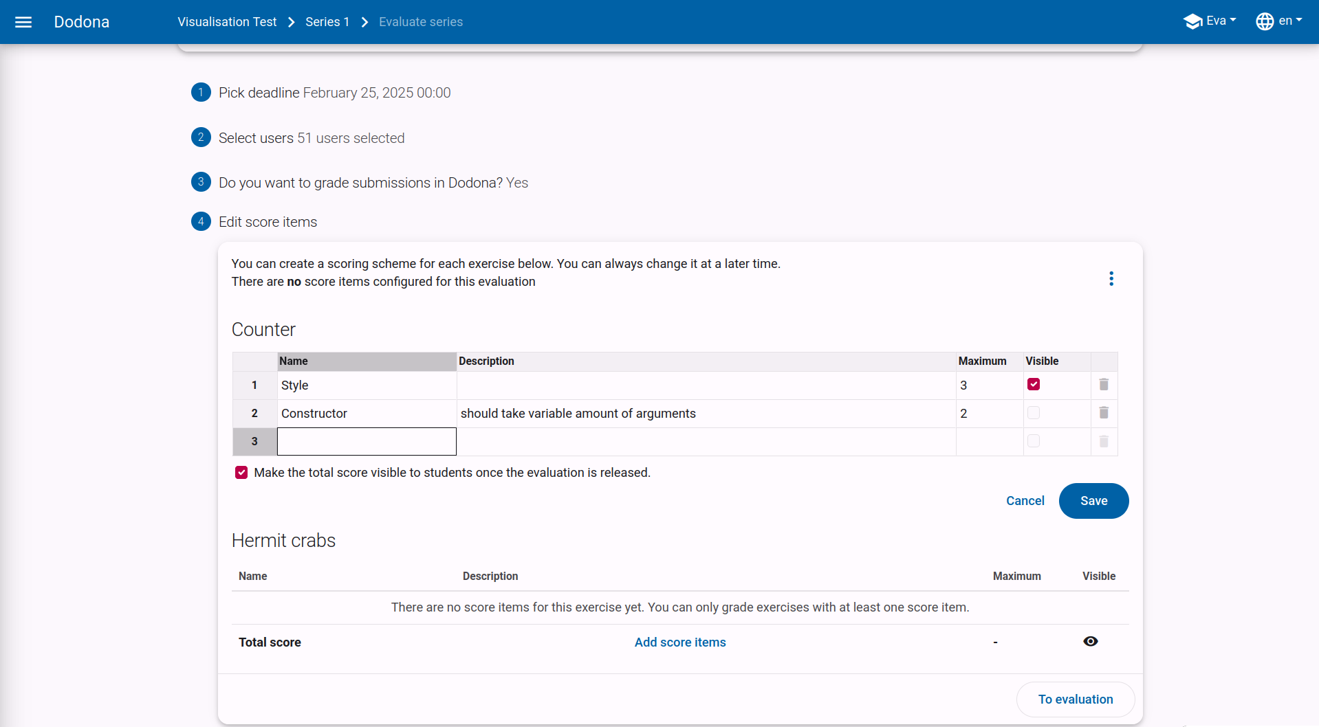 adjust score components