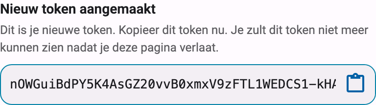 Token aangemaakt